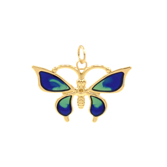 Micro Pave Enamel Butterfly Charm,Dainty Gold Filled Butterfly Pendant 26.5x17.5mm