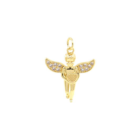 18K Gold-Filled Angel Pendant, Angels Hold Love 23x19mm