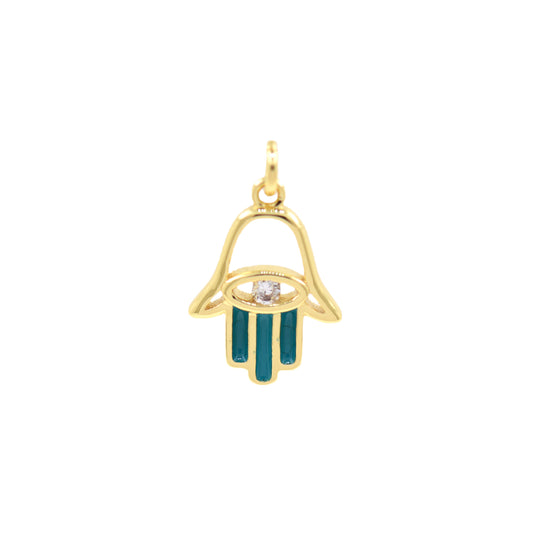 Exquisite Gold Hand Evil Eye Pendant 14.5x10.5mm