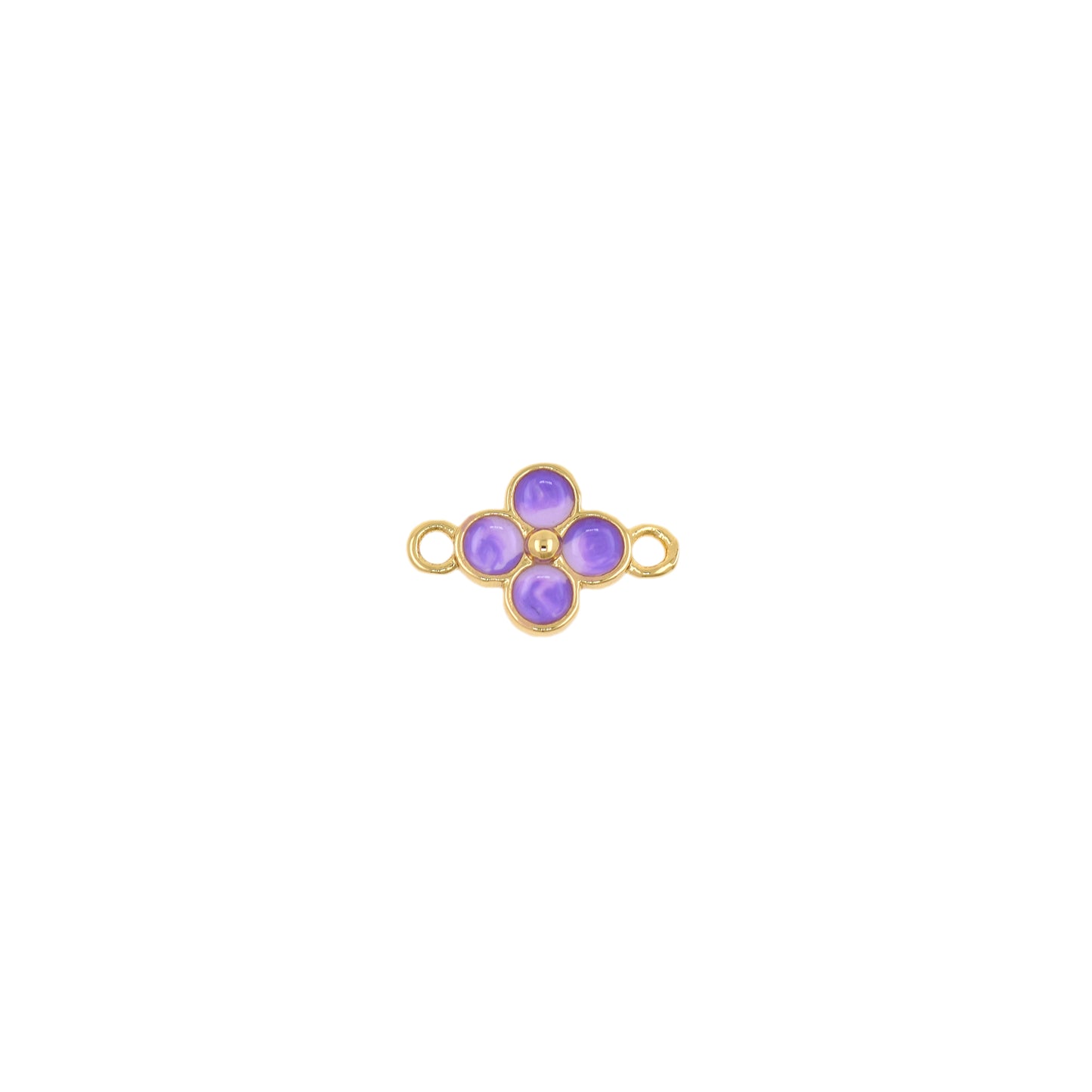 Dainty Purple Filled Flower Connector,Enamel Round Flower 12.5x8mm