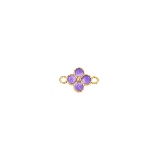 Dainty Purple Filled Flower Connector,Enamel Round Flower 12.5x8mm