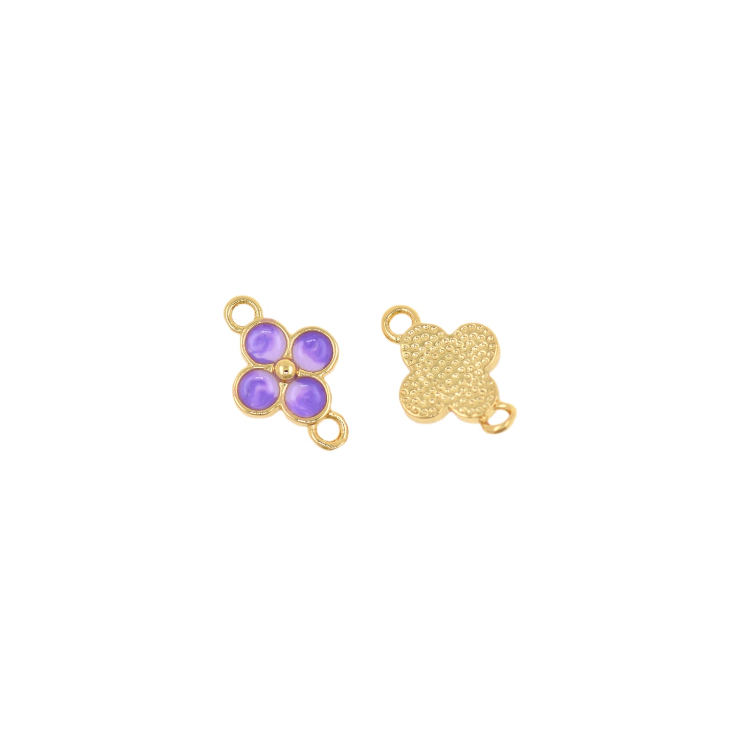 Dainty Purple Filled Flower Connector,Enamel Round Flower 12.5x8mm