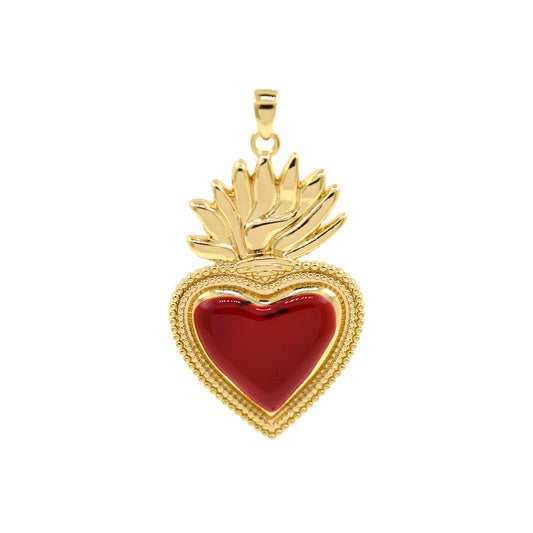 Heart Pendant，18k Gold Filled Pineapple Pendant 32.5x21.5mm