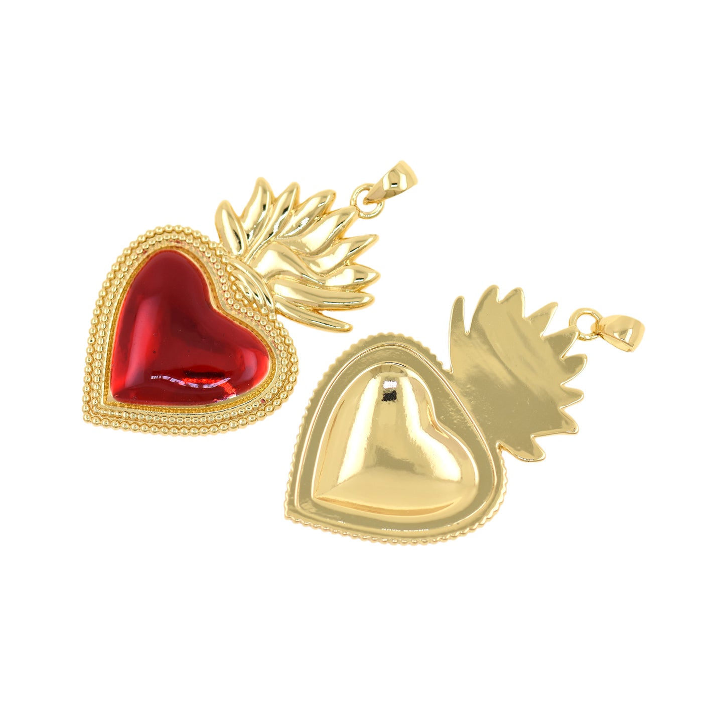 Heart Pendant，18k Gold Filled Pineapple Pendant 32.5x21.5mm