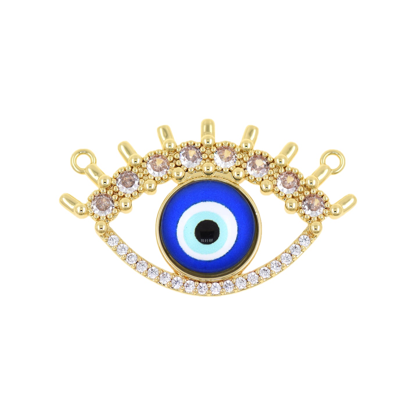 18k Shiny Gold Plated Evil Eye Charm, Gold Plated Evil Eye Connector 38x23mm