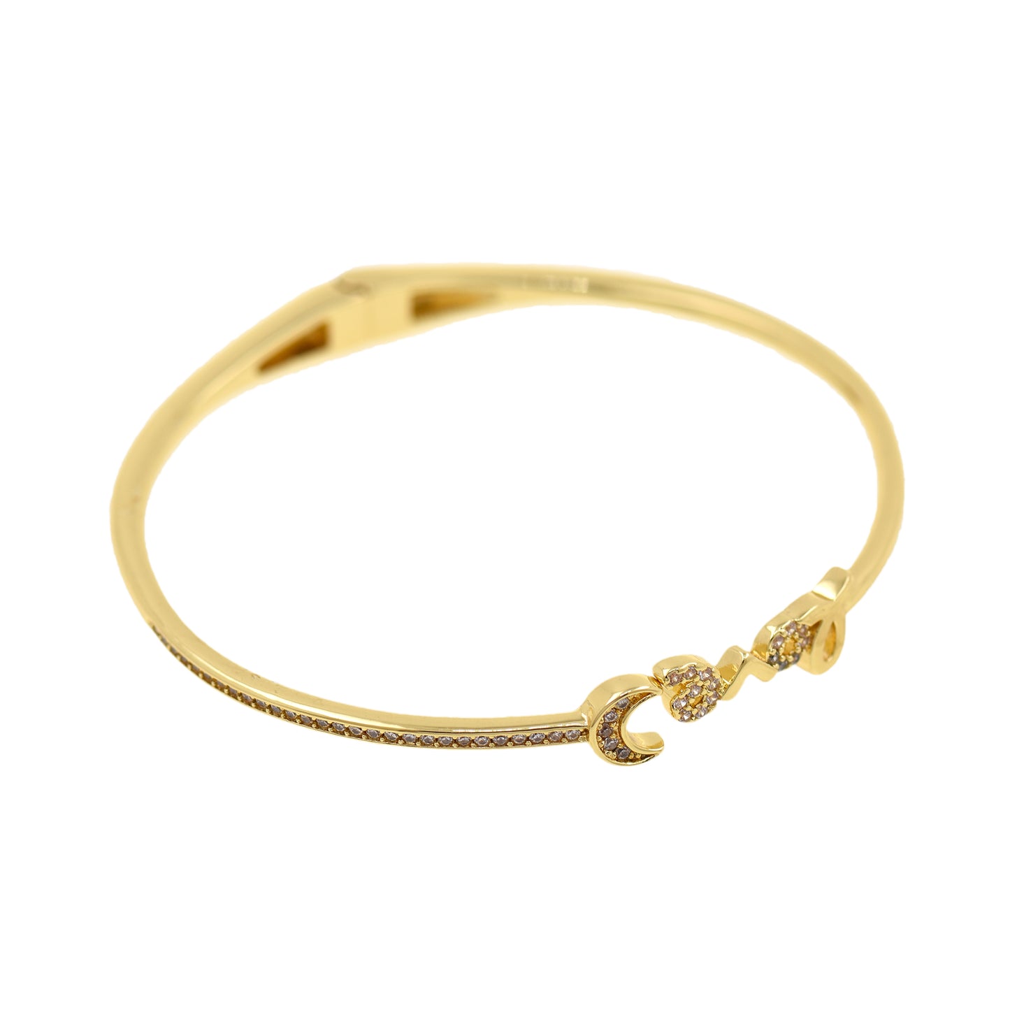 Love Bangle,18K Gold Filled Bangle,CZ Moon Bangle 61x7.5mm