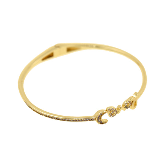 Love Bangle,18K Gold Filled Bangle,CZ Moon Bangle 61x7.5mm