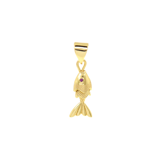 18K Gold Filled Fish Pendant, Ocean Charm 18x7 mm