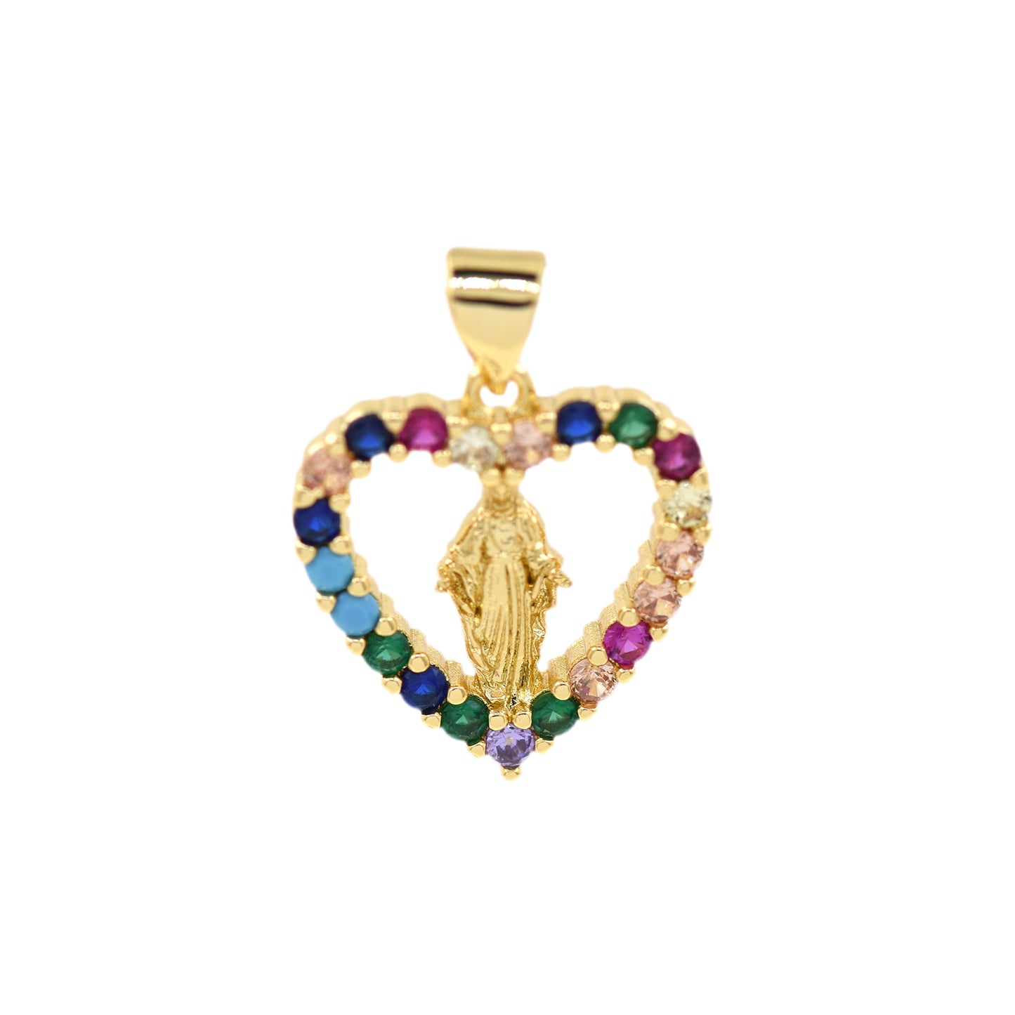 Virgin Mary Love Pendant, Heart Pendant 18.5x17mm