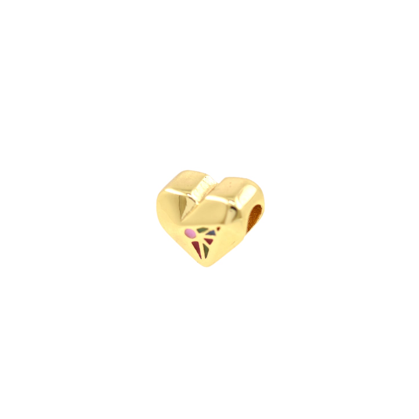 Simple Brass，Enamel Heart Spacer Beads, Gold Plated Heart Beads 10x8.5x7mm