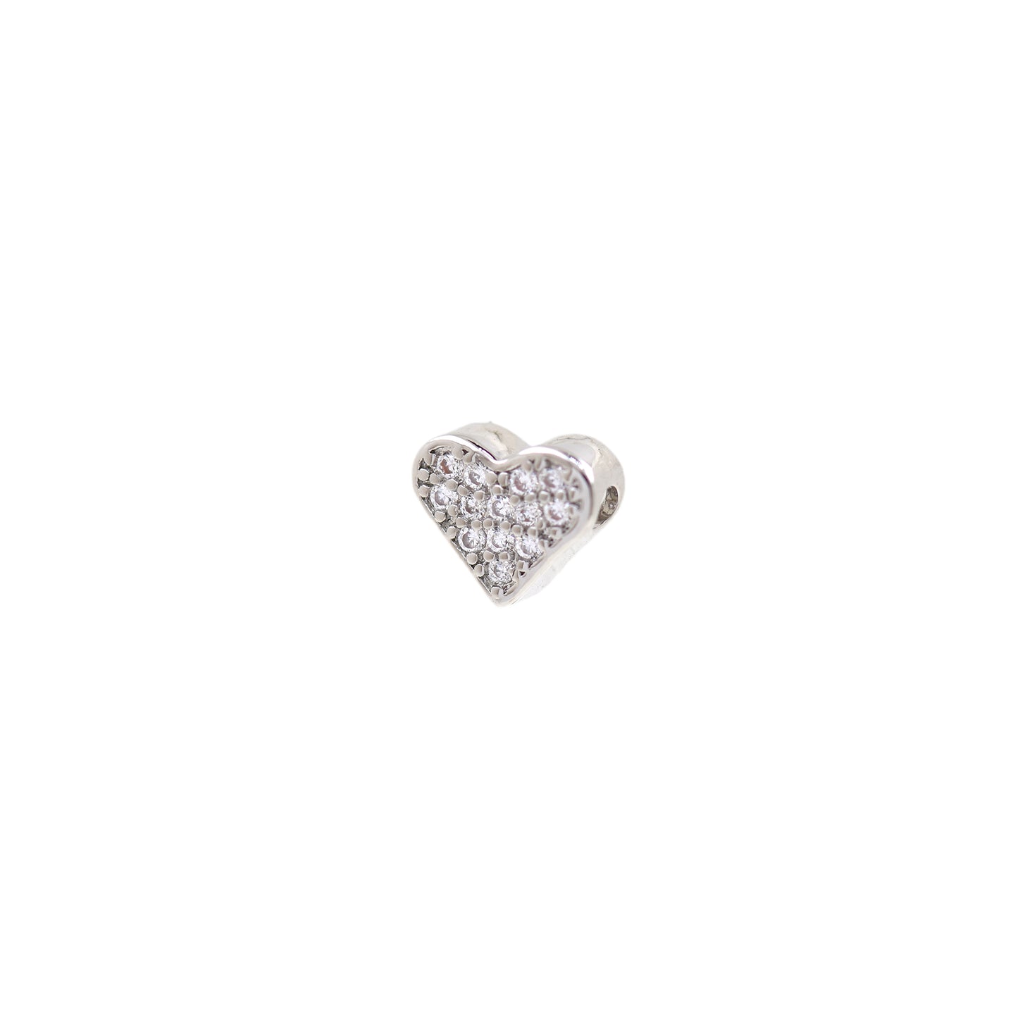 Simple Brass，CZ Pave Heart Spacer Beads, Gold Plated Heart Beads 7x6mm