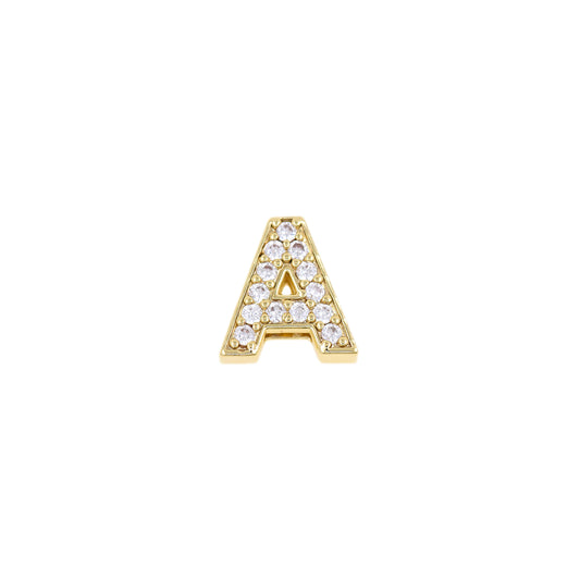 18K Gold Filling Alphabet Charm，Initial Letter Pendant 12x12mm