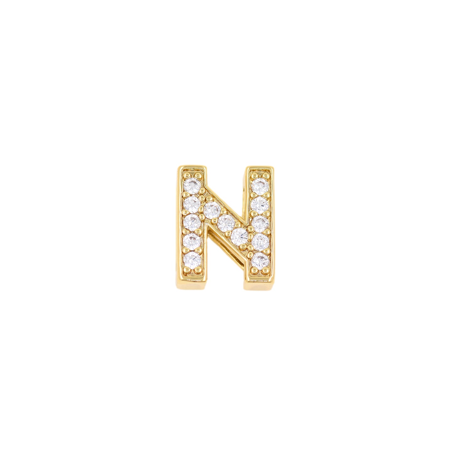 18K Gold Filling Alphabet Charm，Initial Letter Pendant 12x12mm