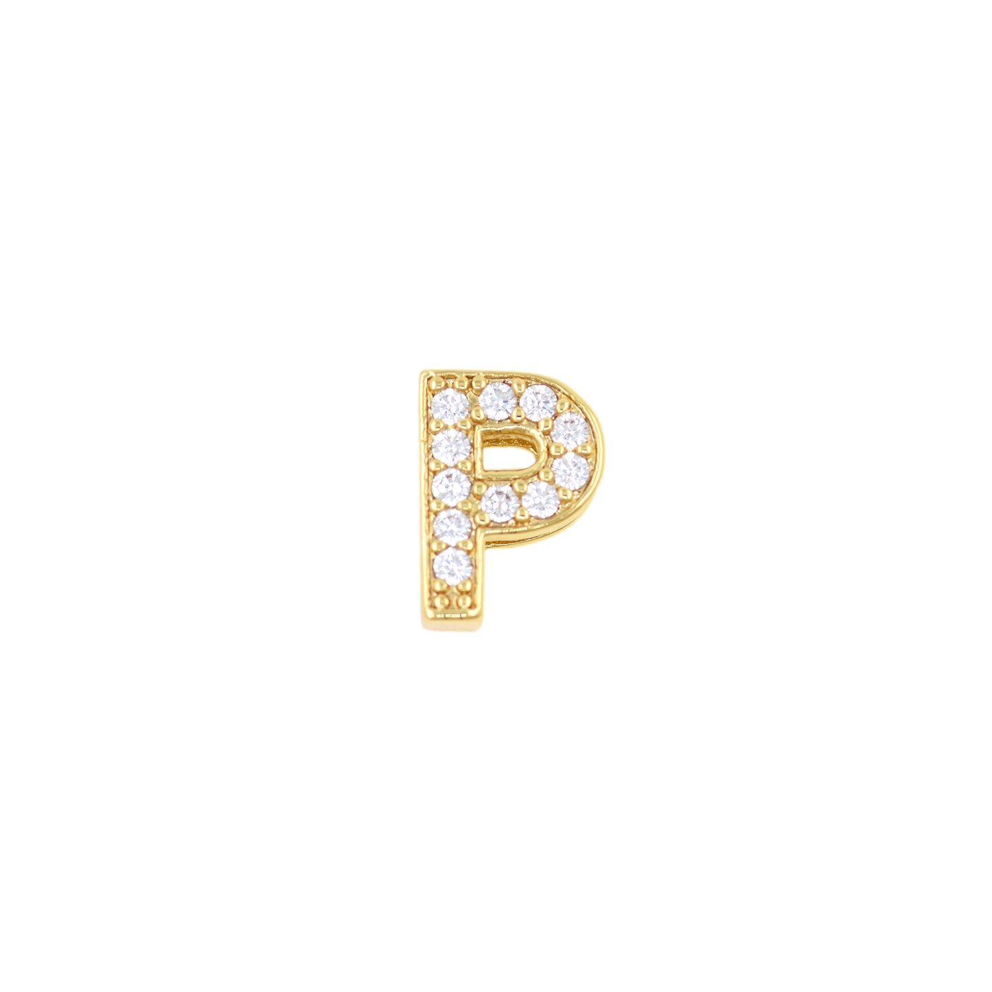 18K Gold Filling Alphabet Charm，Initial Letter Pendant 12x12mm