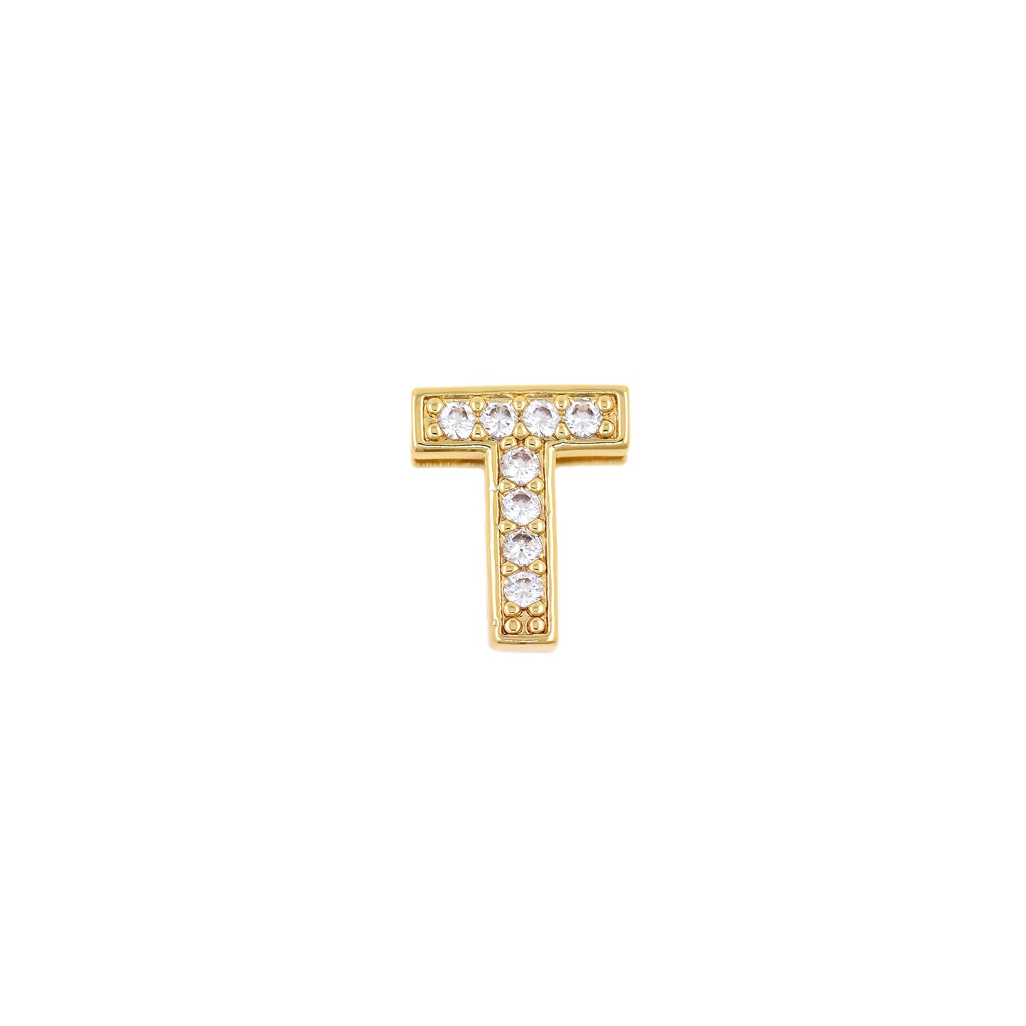 18K Gold Filling Alphabet Charm，Initial Letter Pendant 12x12mm