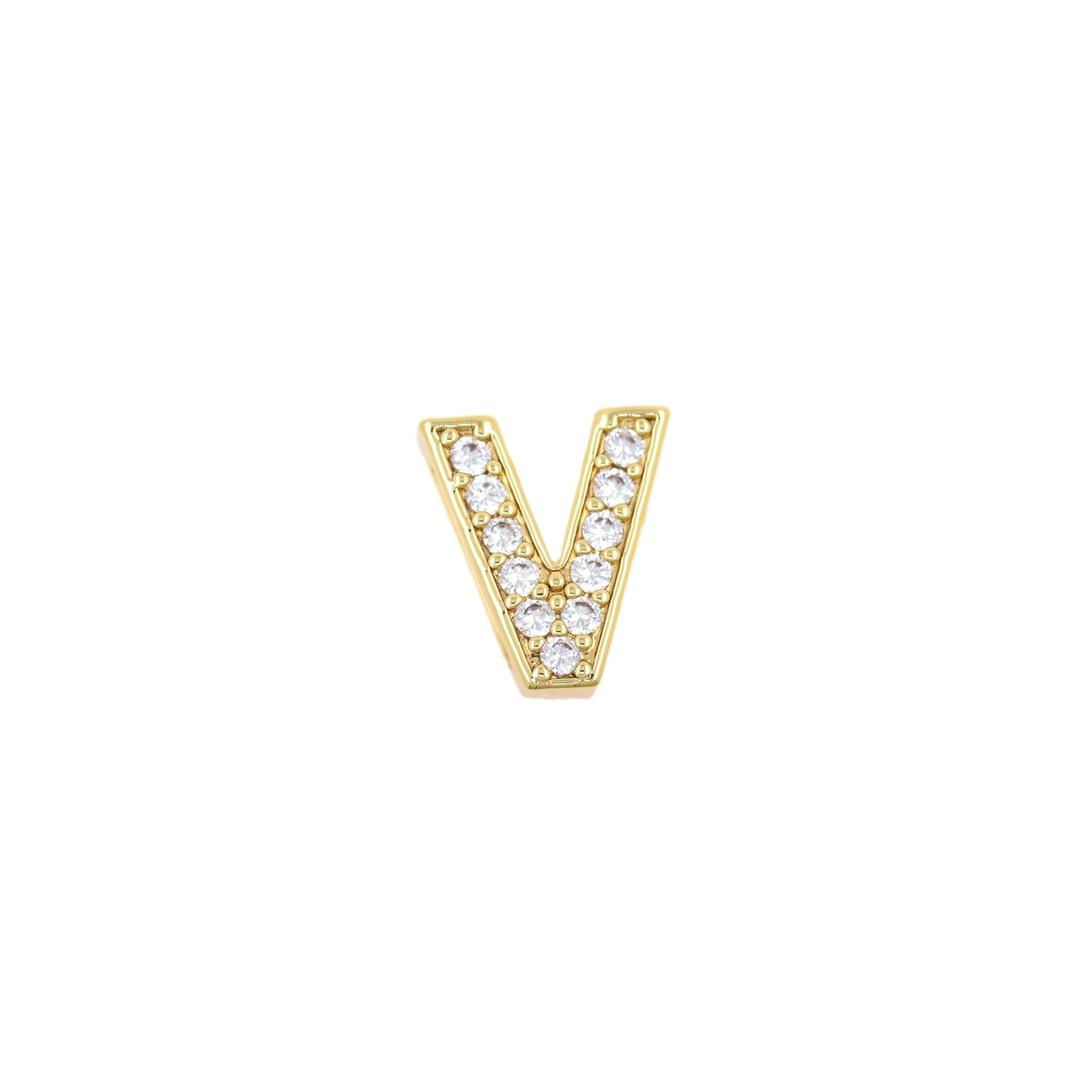 18K Gold Filling Alphabet Charm，Initial Letter Pendant 12x12mm