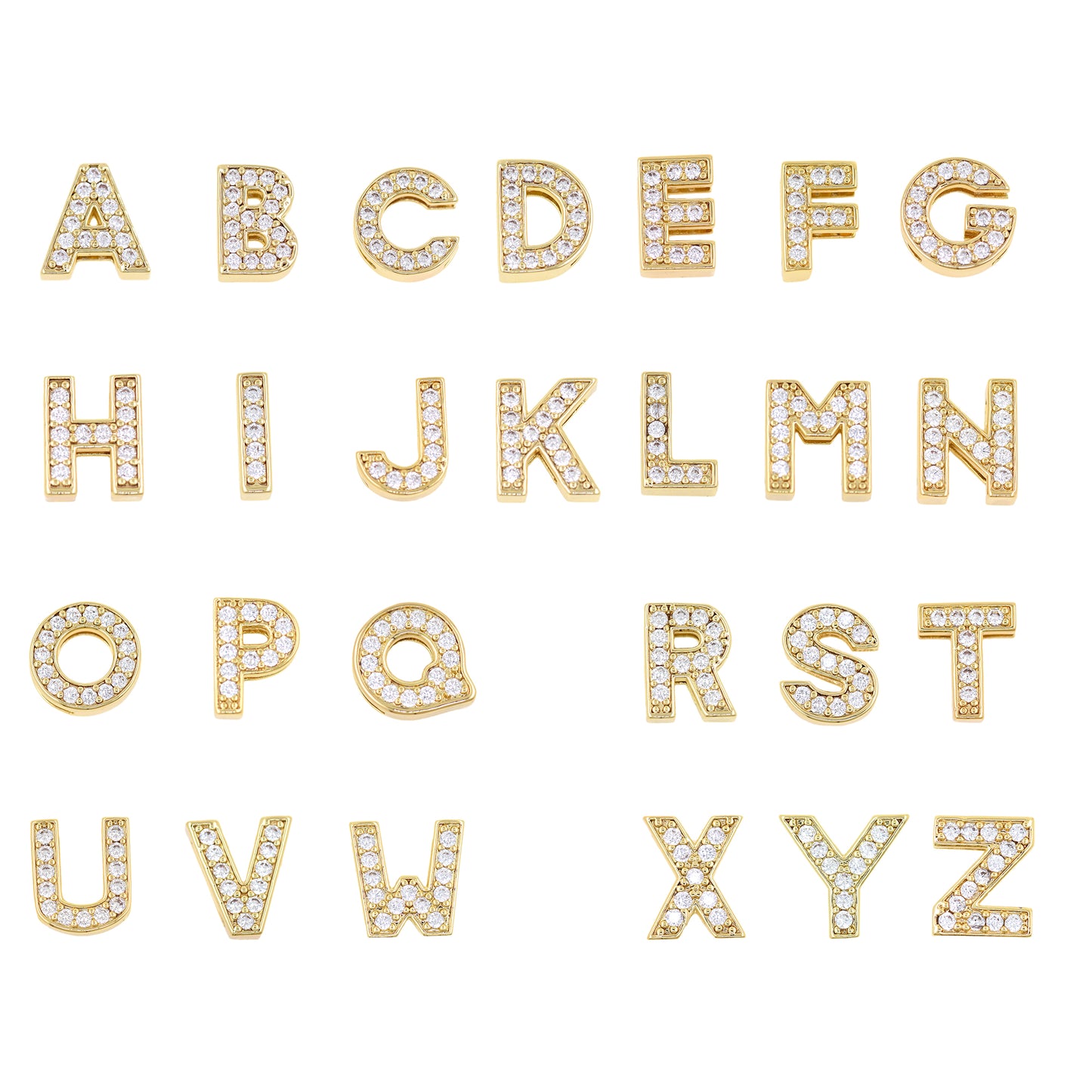 18K Gold Filling Alphabet Charm，Initial Letter Pendant 12x12mm