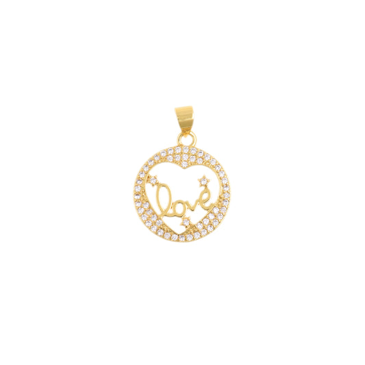 Lovely Gold Circle Heart Pendant 18.2mm