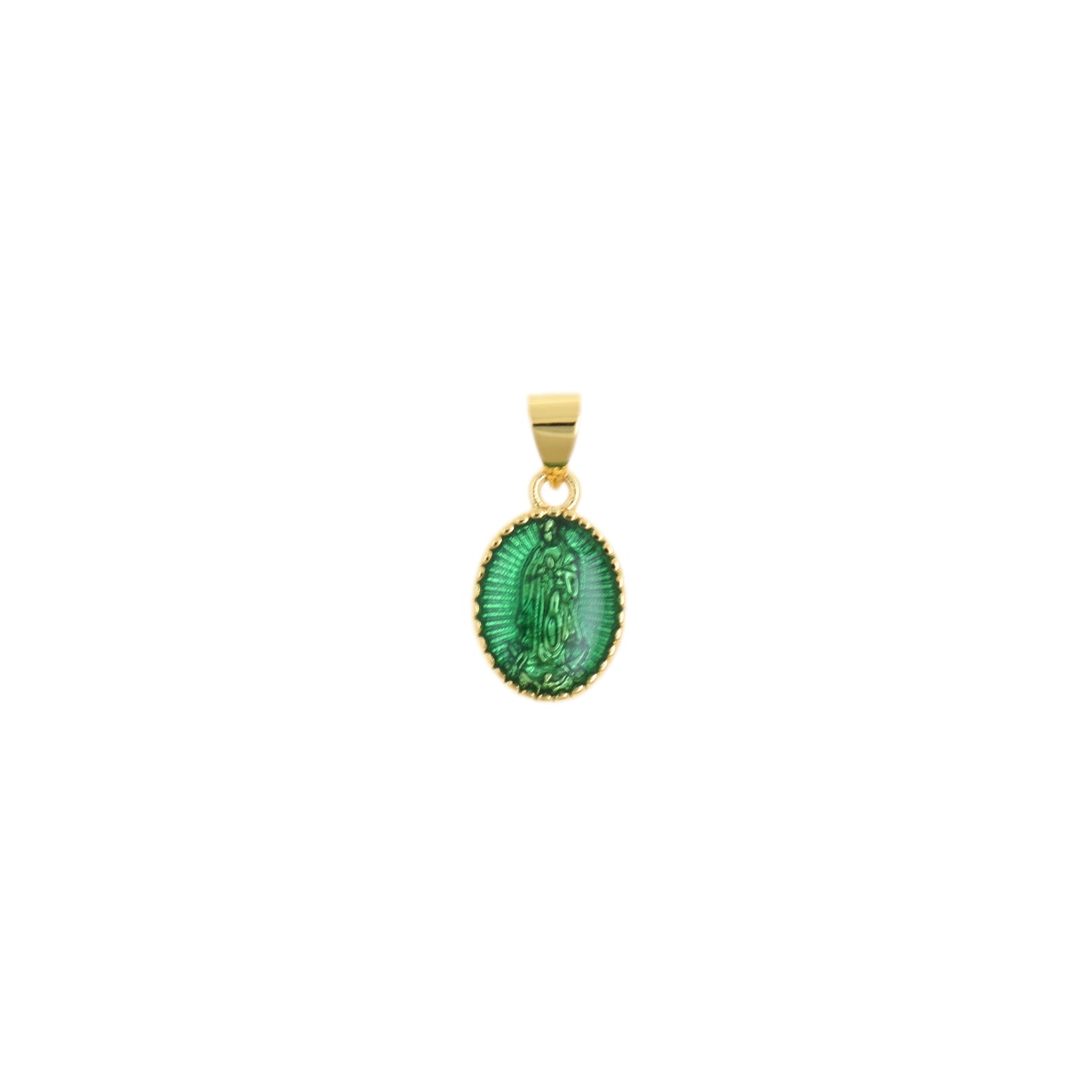Blessed Gold Oval Pendant with Virgin Mary 9.7x14.8mm