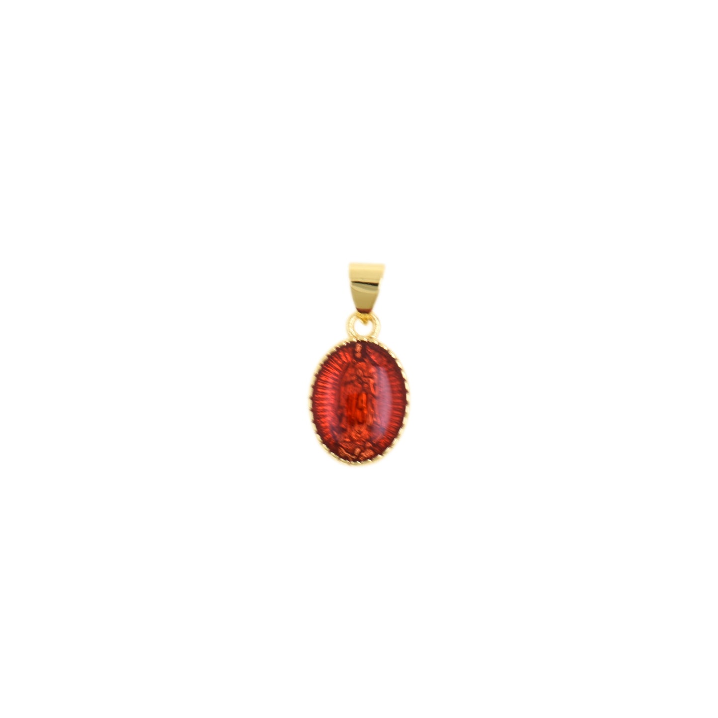 Blessed Gold Oval Pendant with Virgin Mary 9.7x14.8mm