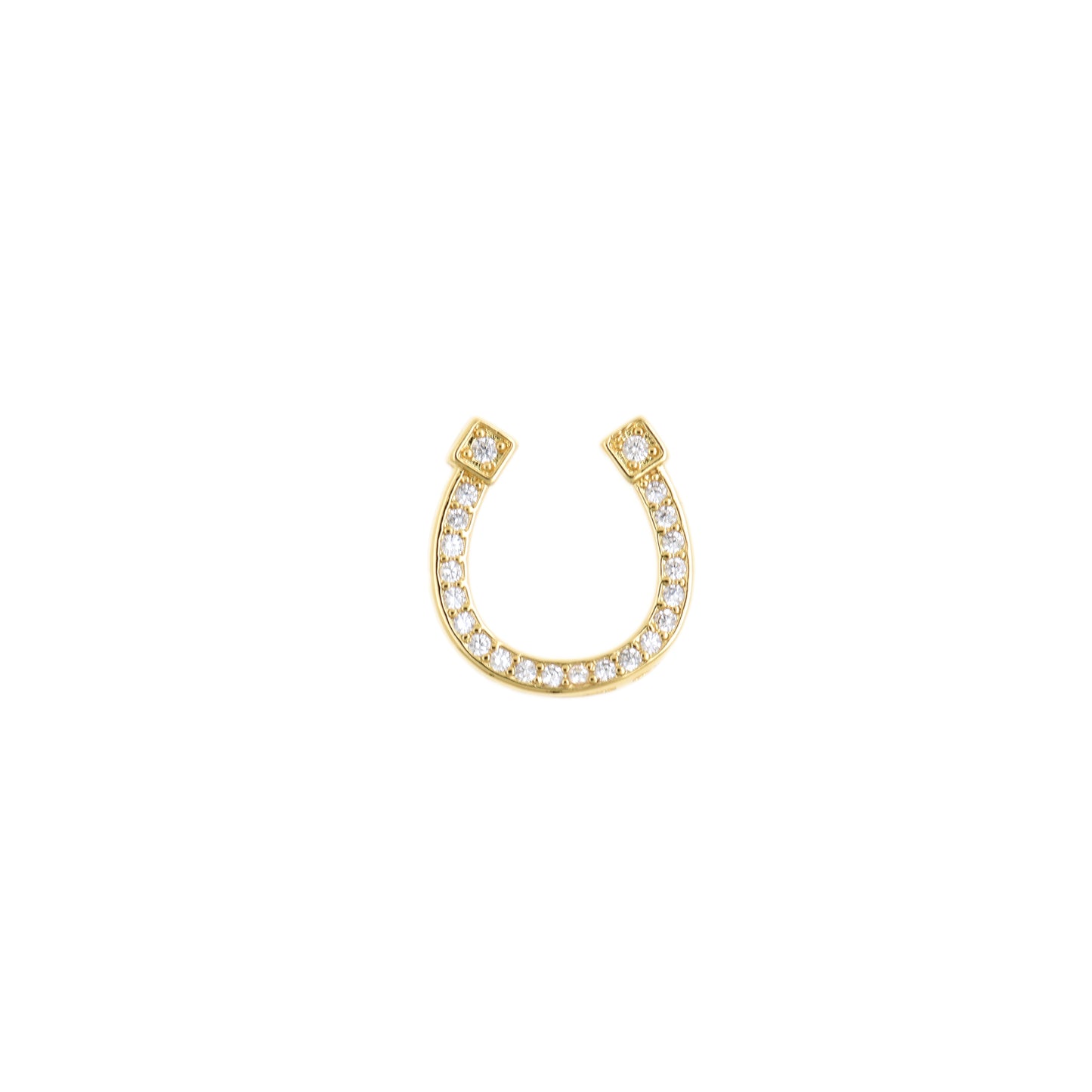 Radiant Gold Horseshoe Pendant with Glittering Crystals 17.5x18.5mm