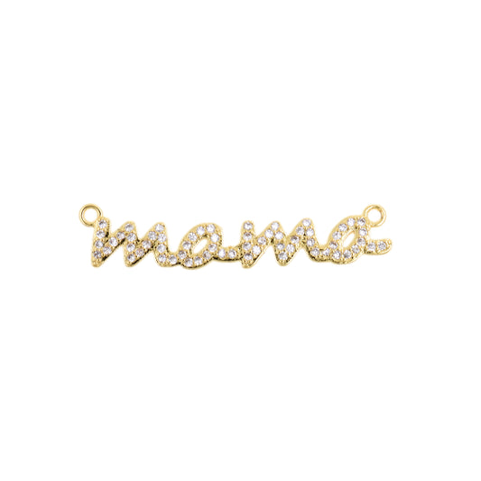 Adoring Gold MAMA Pendant with CZ Embellishments 8.7x41.9mm
