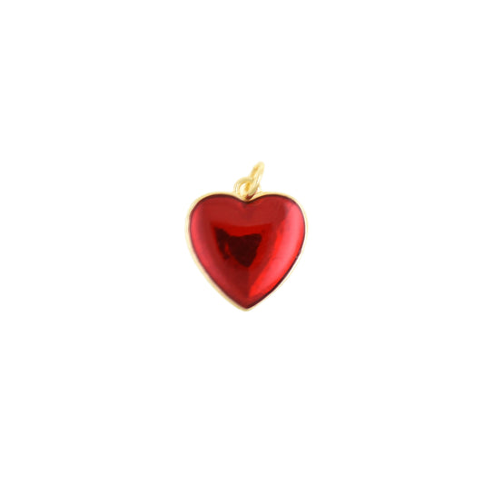Glossy Red Mirror Heart Pendant 14.9x16.4mm