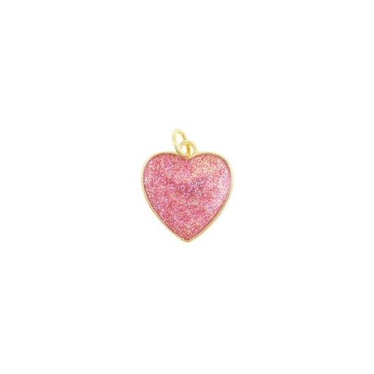 Vibrant Pink Shimmer Heart Pendant 14.9x16.4mm