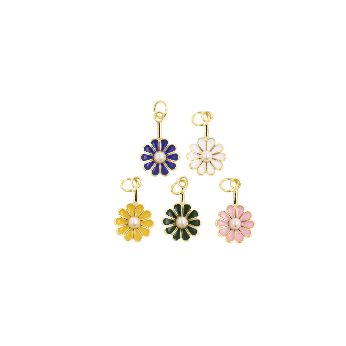 Elegant Enamel Daisy Flower Necklace 10.6x16.8mm
