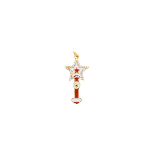 Magical Red Star Wand Pendant 14.5x29.4mm