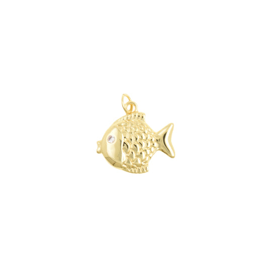 Stylish Gold Fish Necklace Pendant 18x19.3mm