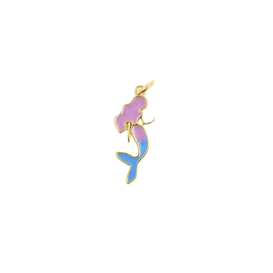 Enchanting Pink and Blue Mermaid Pendant 7.7x11.1mm