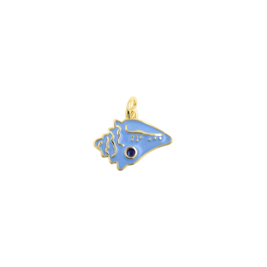 Delicate Blue Seashell Pendant 10.2x11.6mm