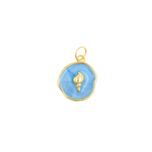 Charming Blue Circular Seashell Charm 12.6mm