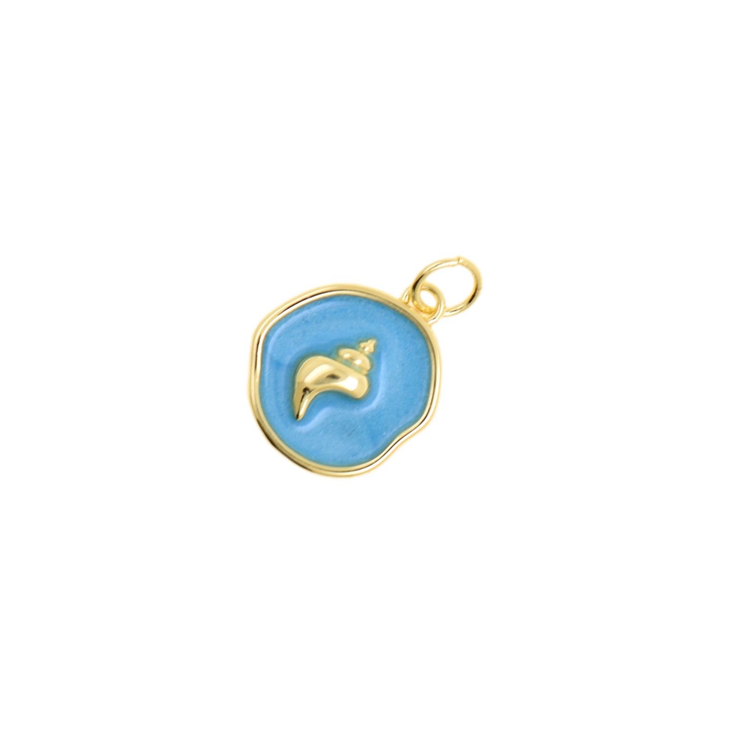 Stylish Blue Round Seashell Charm 12.6mm