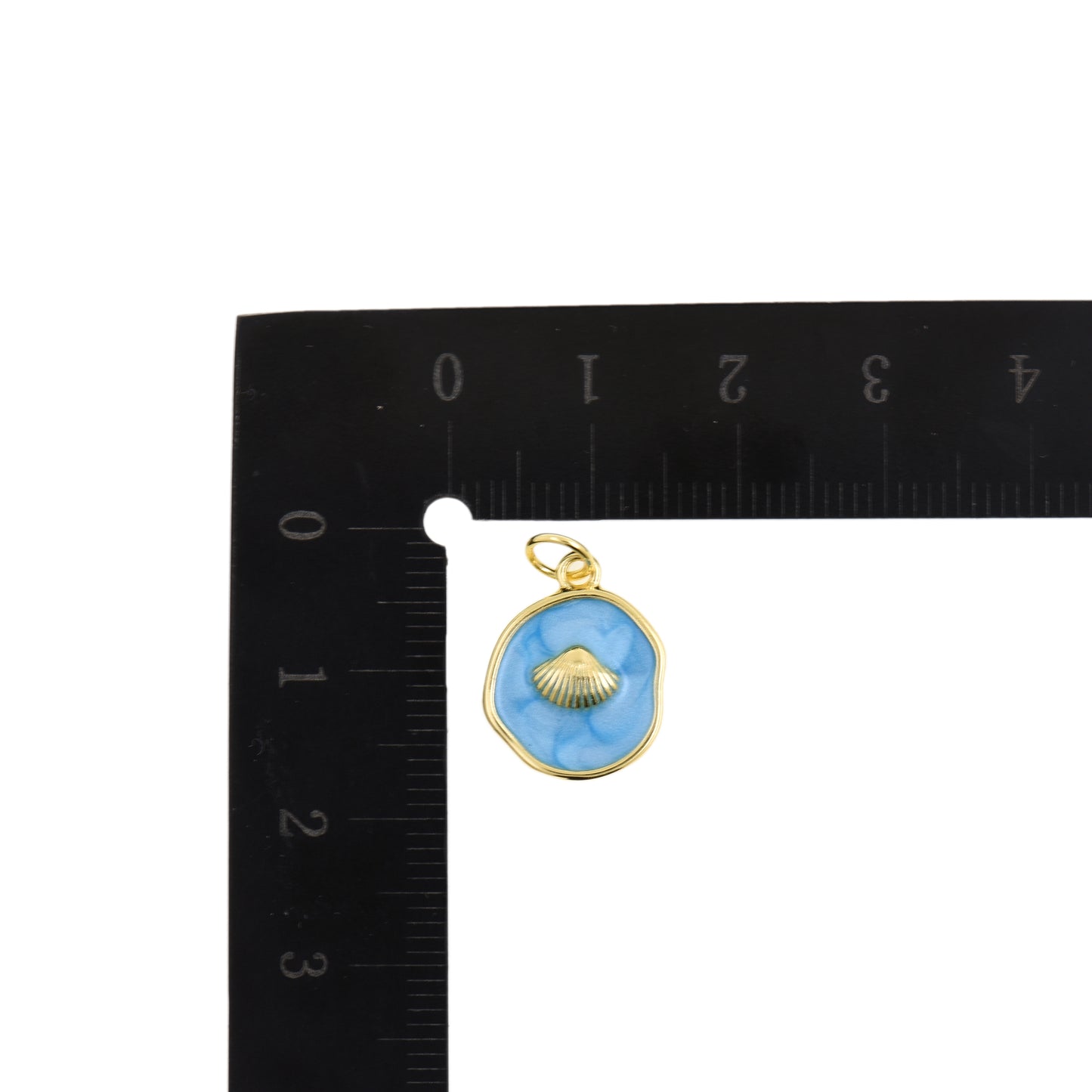 Delicate Blue Circular Scallop Pendant 12.6mm
