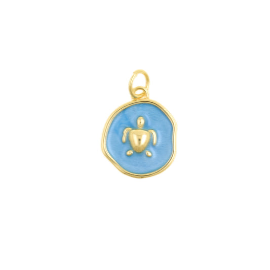 Elegant Blue Round Sea Turtle Necklace 12.6mm