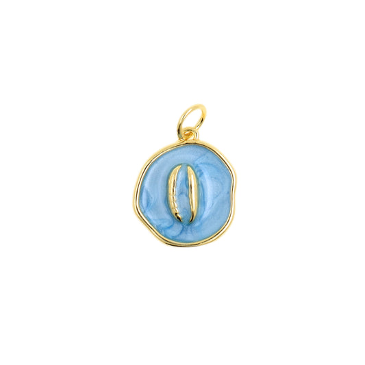 Lovely Blue Round Double Shell Necklace 12.6mm