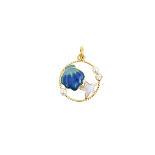 Mesmerizing Enamel Shell and Star Pendant 15x16.4mm