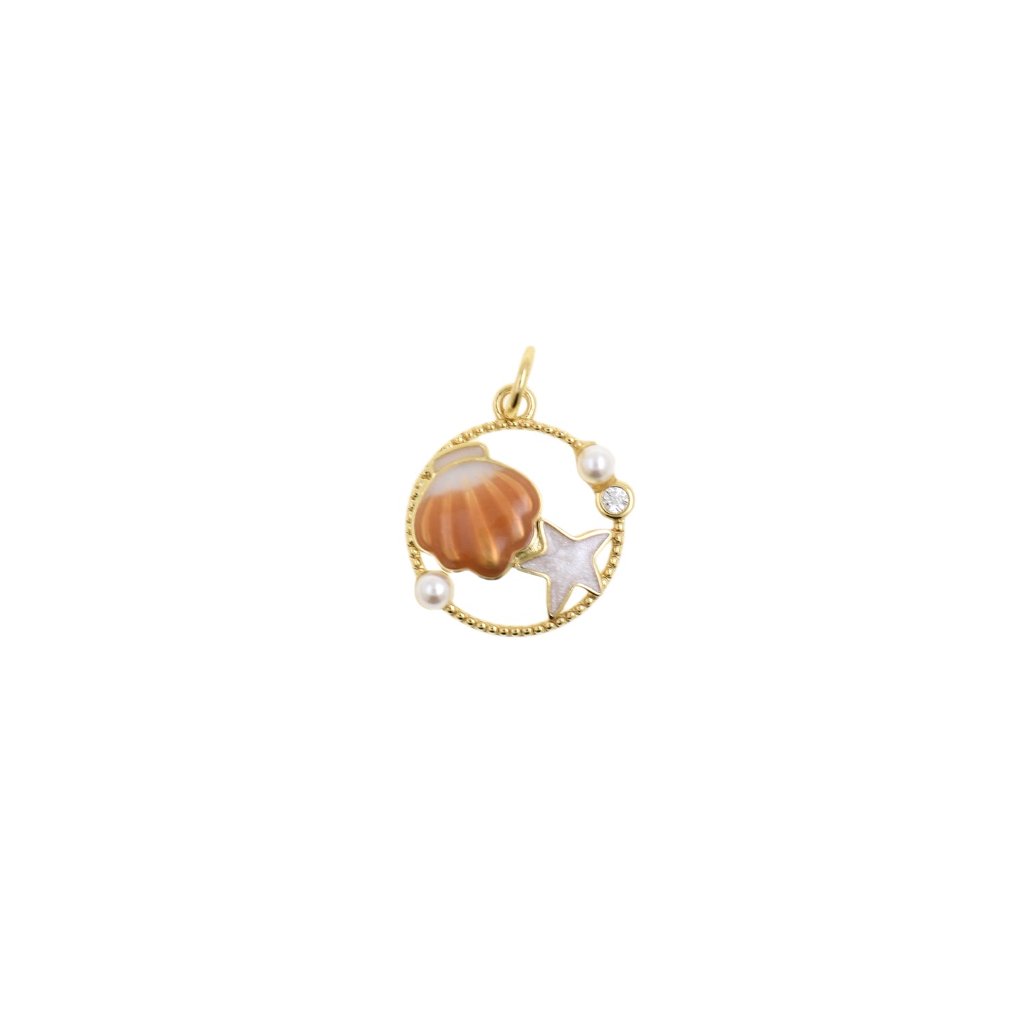 Mesmerizing Enamel Shell and Star Pendant 15x16.4mm