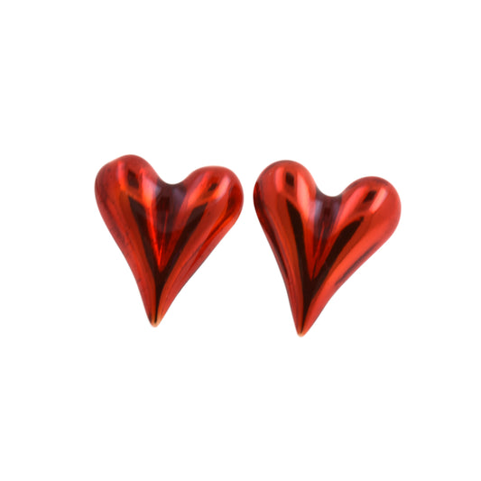 hiny Long Love Heart Studs Earrings 15.5x18.1mm