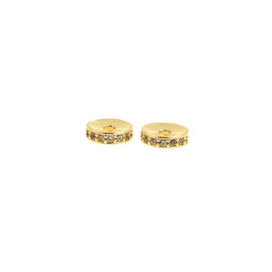 Gold Spacer Beads With Cubic Zirconia 5/6/7.5mm