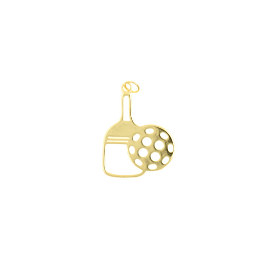 Gold Pickleball Paddle And Ball Charm 21x28mm