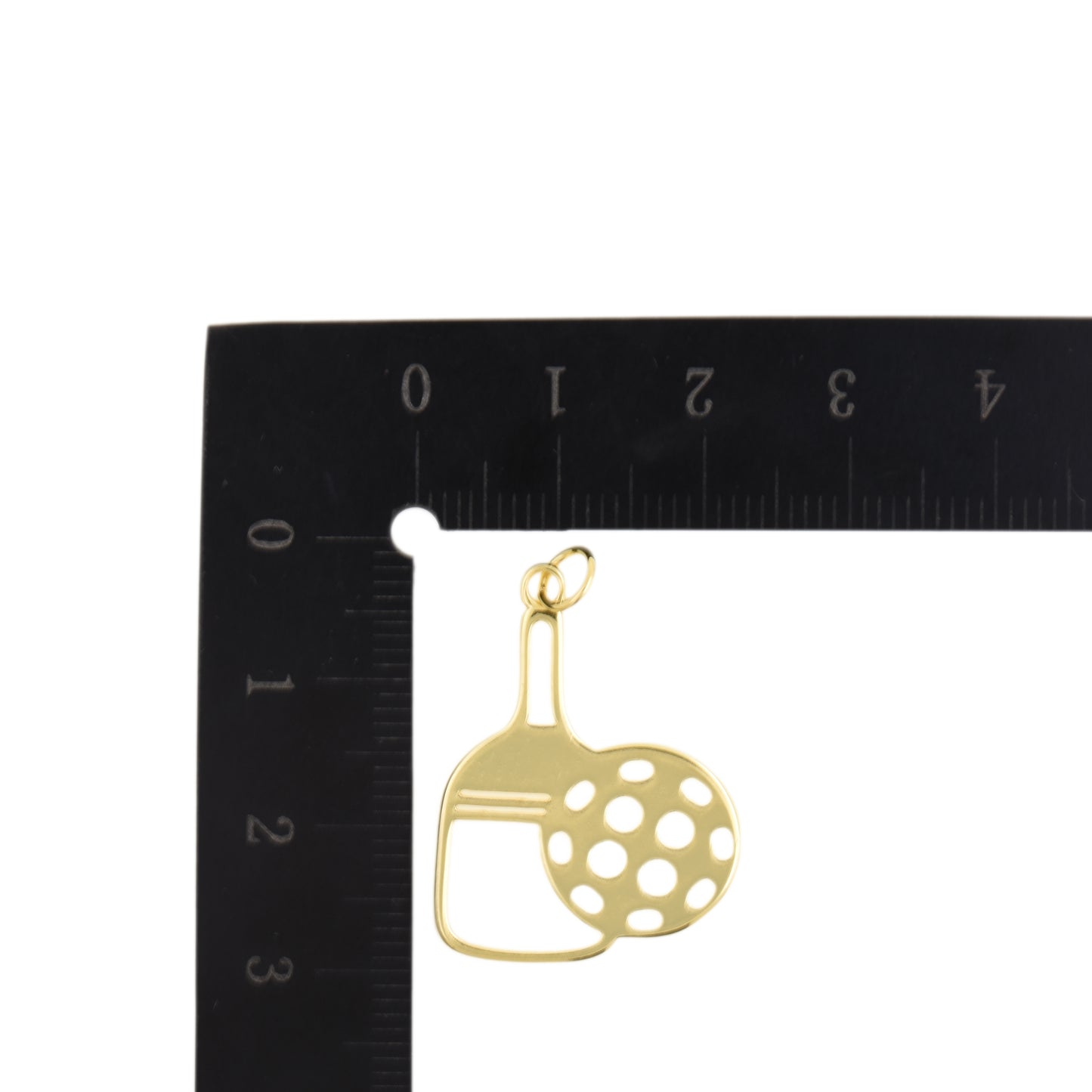 Gold Pickleball Paddle And Ball Charm 21x28mm