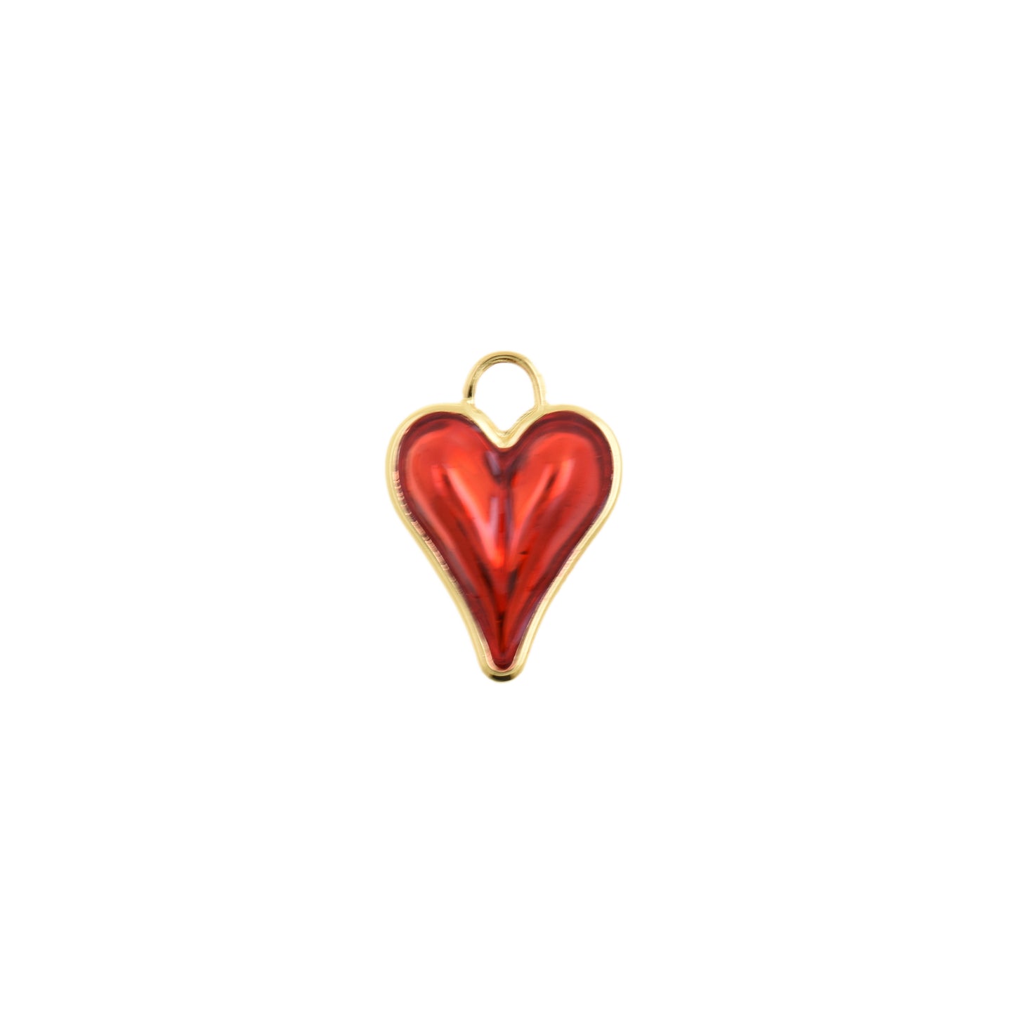 Vibrant Red Puffy Heart With Gold Outline 20.1x27.4mm