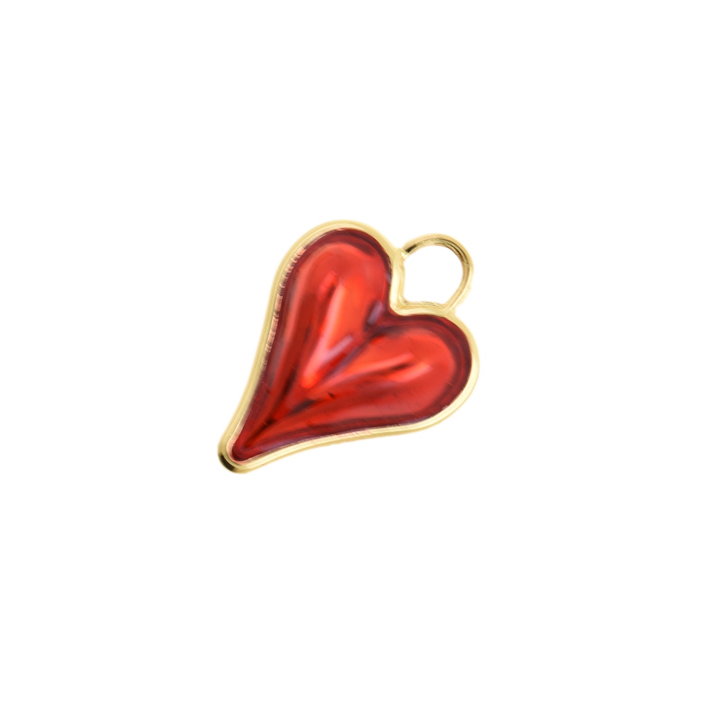 Vibrant Red Puffy Heart With Gold Outline 20.1x27.4mm