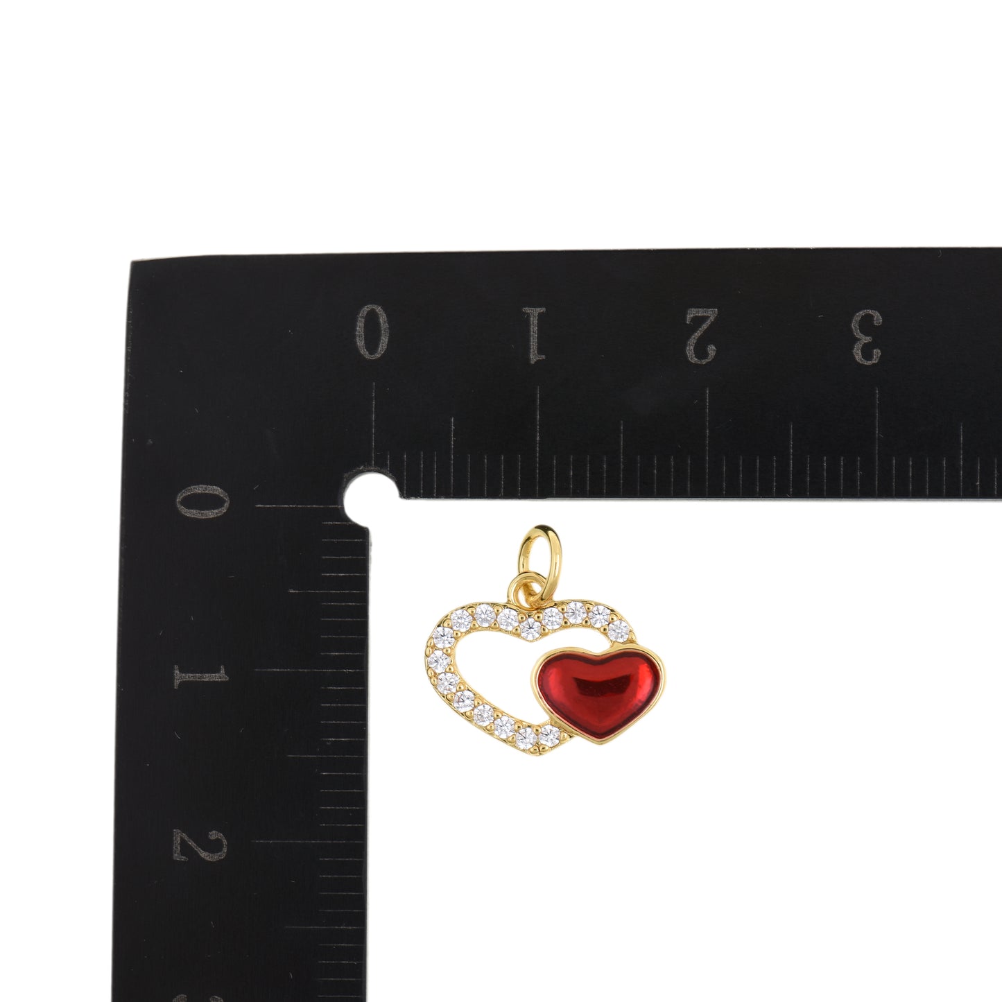 Hollow Crystal Heart Charm With Pink Love Accent 17.2x14.6mm