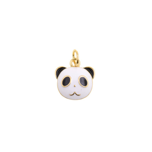 Cute Panda Face Pendant With Enamel Finish 15.2x11.6mm