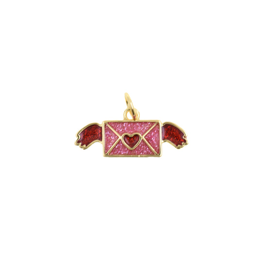 Flying Love Letter Pendant With Red Wings 9x20.2mm