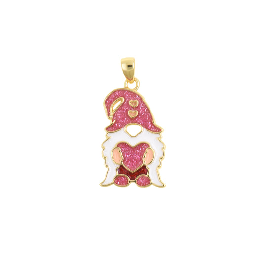 Valentine Gnome Pendant With Glitter Heart 13.3x22.1mm